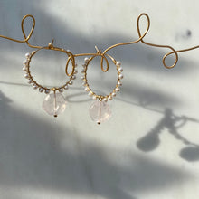 Load image into Gallery viewer, Rosa Hoops Rose Quartz and Pearl
