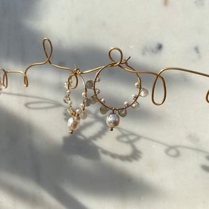 Maia Moonstone and Pearl Hoops